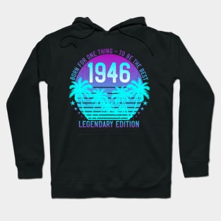 1946 Birthday 75th Vintage Vaporwave Aesthetic Sunset Palm Hoodie